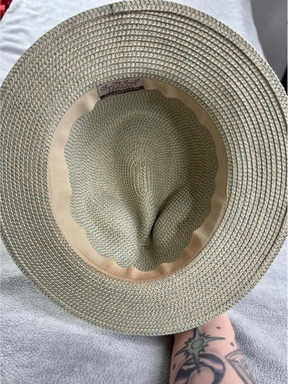 sun n sand straw fedora hat teal weave‎ beach sun hat 22 inch